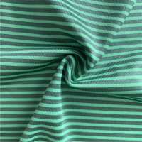 2019 most popular green stretch striped polo shirt fabric 88% poly 12% spandex fabric